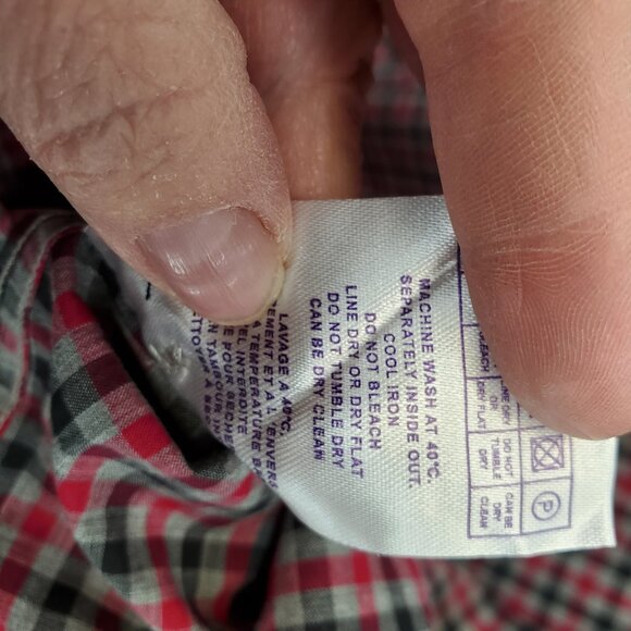 Jack Maverick Men's Button Up Long Sleeve Check Red Gray Large New Without Tag - Picture 6 of 8